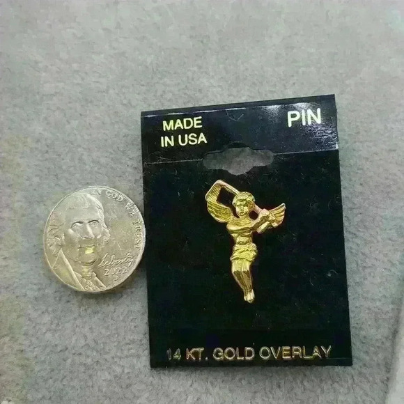 14KT Gold Overlay Angel pin vintage pin - Picture 6 of 8